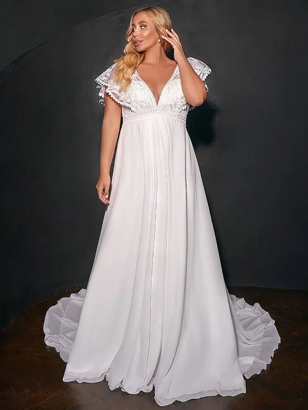 Robe de Mariée pour Femme Enceinte en Mousseline – Image 5