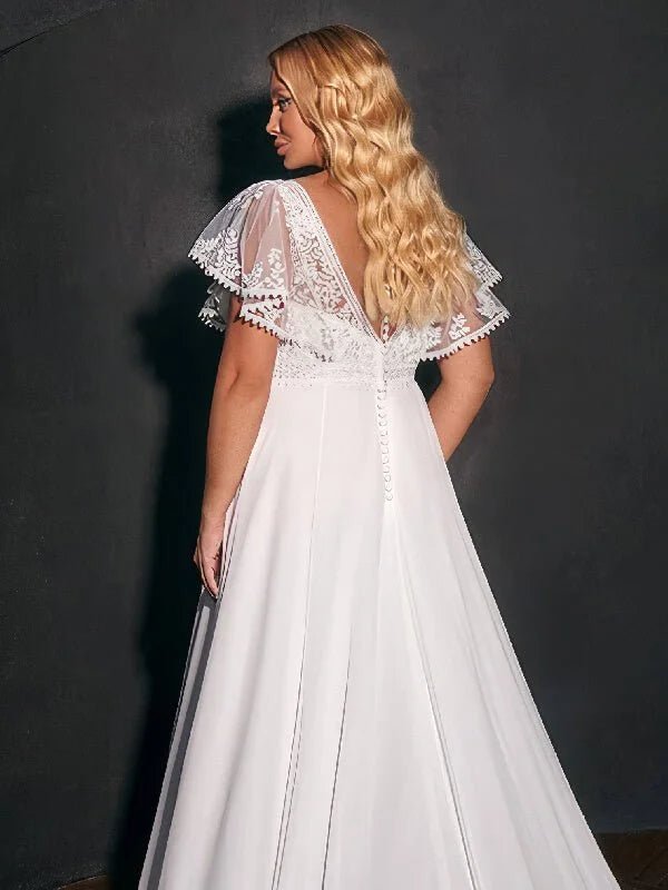 Robe de Mariée pour Femme Enceinte en Mousseline – Image 3