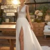 Col en V Robe de Mariée Bohème