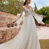 Robe de Mariée avec Manche Longue en Dentelle