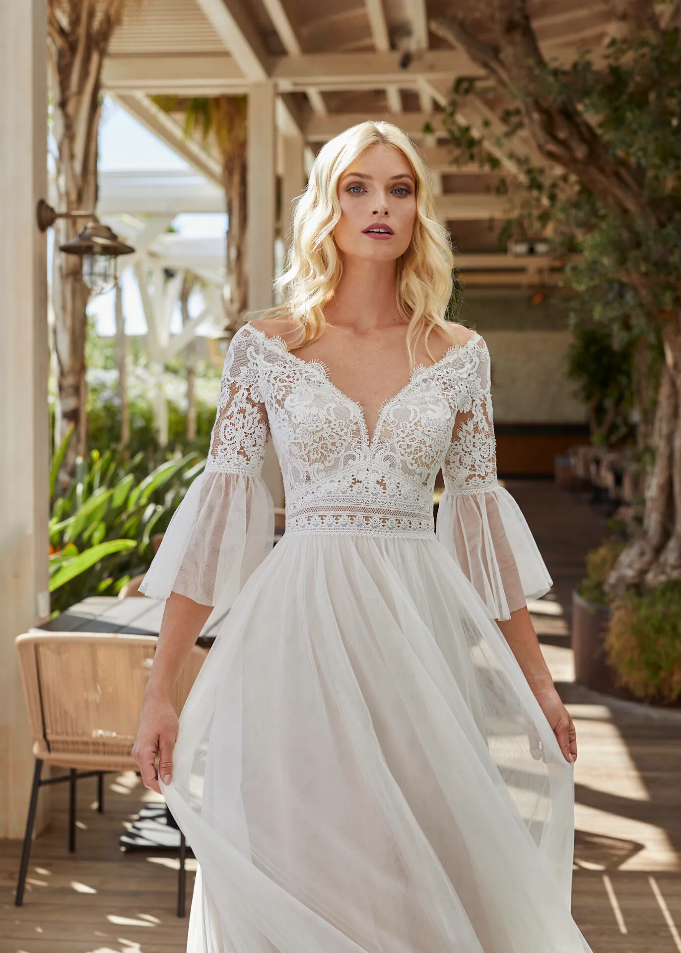 Robe de Mariée Manche Longue Bohème – Image 2