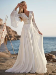 Robe de Mariée Mousseline et Dentelle