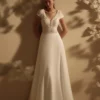 Robe de Mariée Champêtre avec Ceinture Large en Dentelle