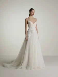 Robe de Mariée Coupe A-line Fluide en Tulle