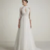 Robe de Mariée Coupe A-line à Col Montant