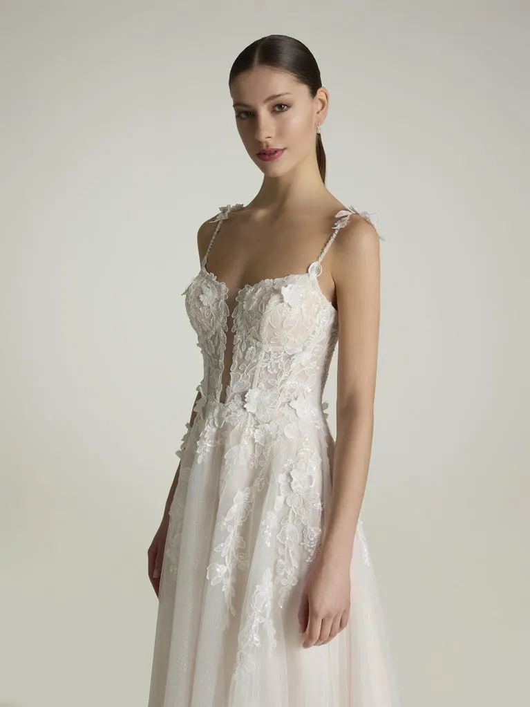 Robe de Mariée Coupe A-line en Tulle – Image 3