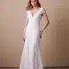 Robe de Mariée Fendue avec Dos en Dentelle Transparent