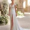 Robe de Mariée Longue en Crêpe Extensible