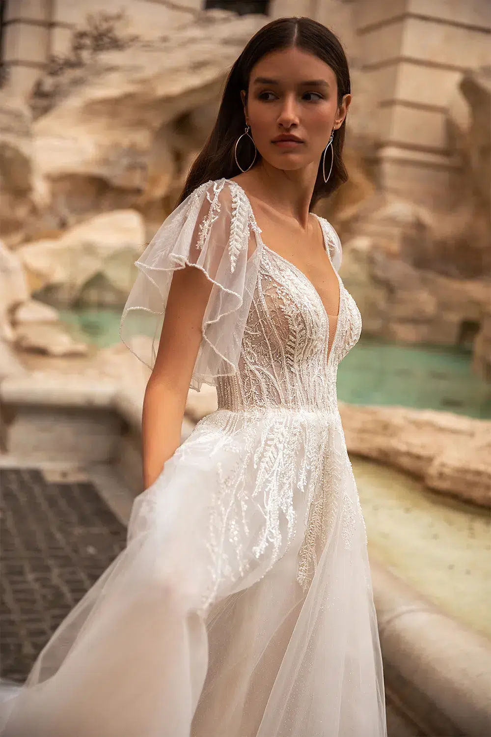Robe de Mariée Pailletée et Couleur Blush – Image 4