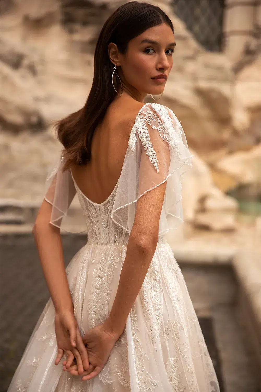 Robe de Mariée Pailletée et Couleur Blush – Image 3