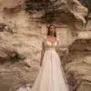 Robe de Mariée Pailletée et Couleur Blush