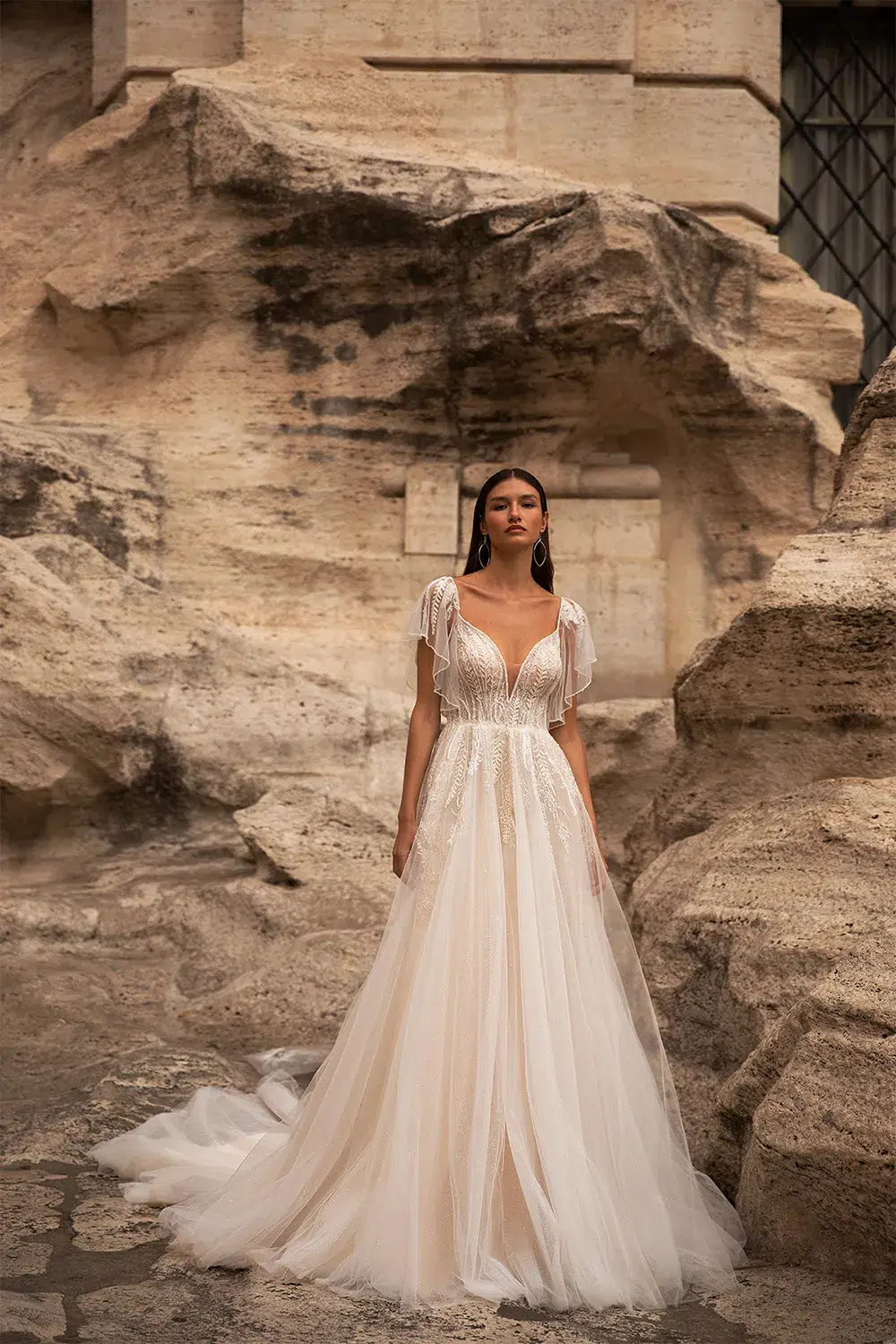 Robe de Mariée Pailletée et Couleur Blush