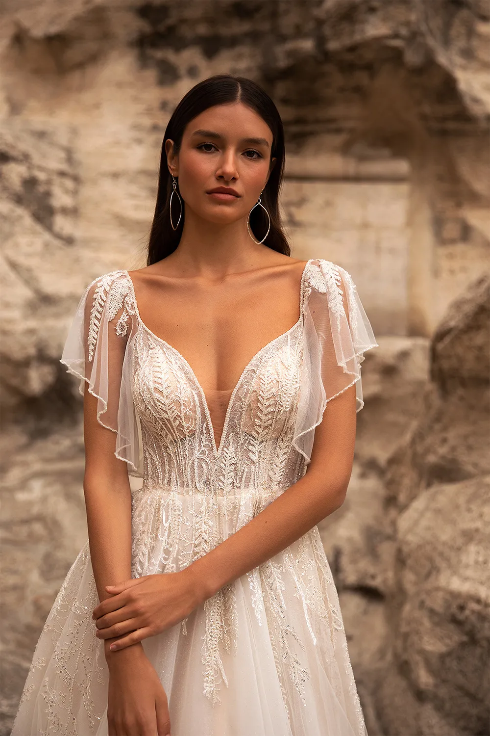 Robe de Mariée Pailletée et Couleur Blush – Image 6