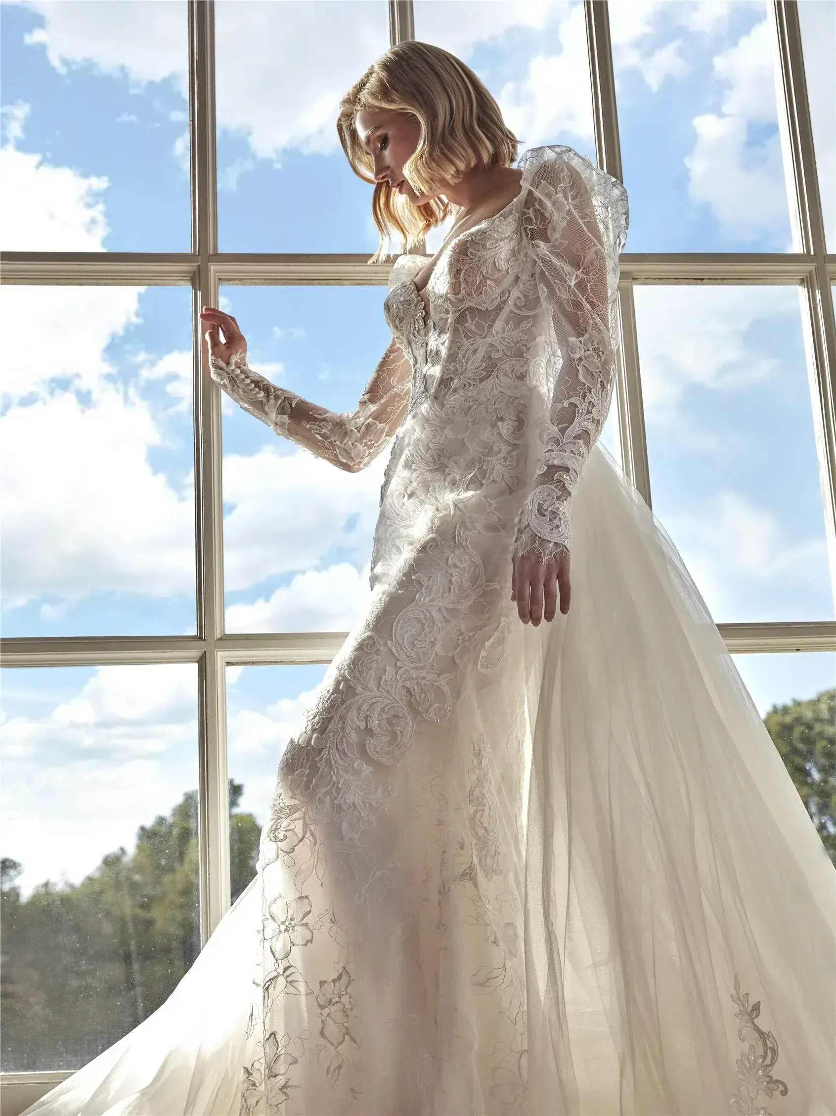 Robe de Mariée Sirène Avec sur Jupe – Image 3