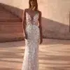 Robe de Mariée Sirène Perlée Fleurs en Relief Brodées