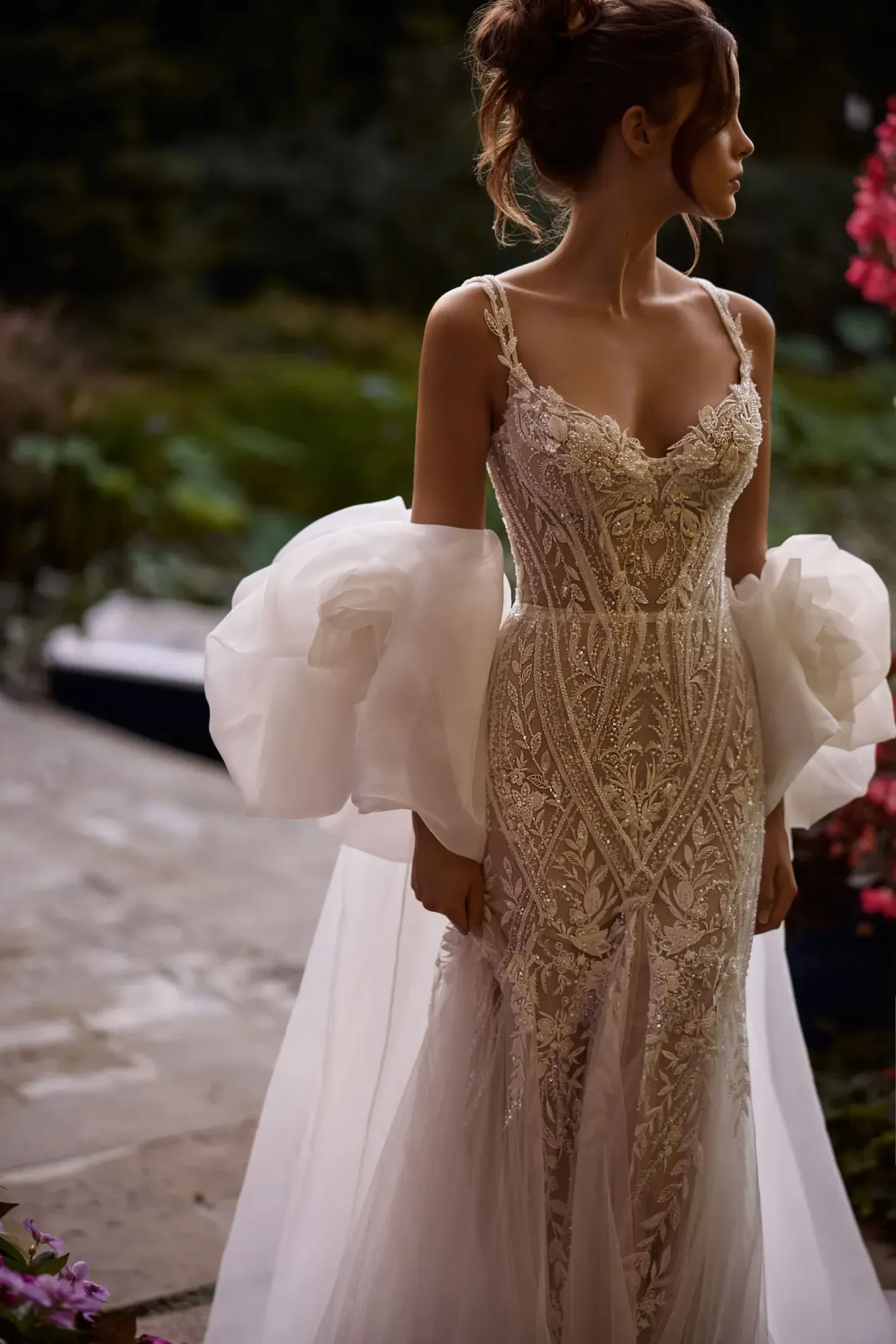 Robe de Mariée Sirène en Tulle Brodé – Image 3