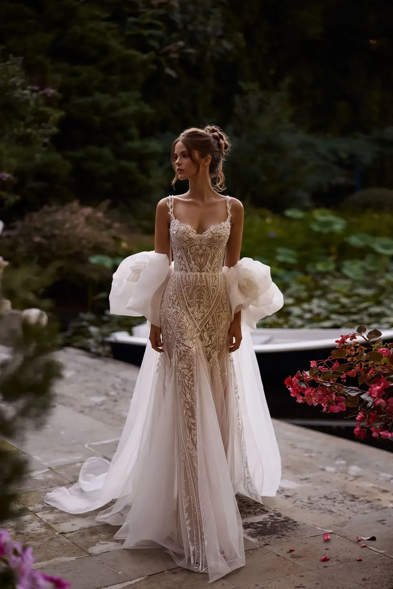 Robe de Mariée Sirène en Tulle Brodé