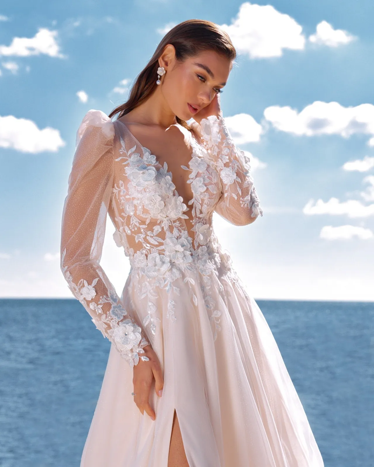 Robe de Mariée Trapèze Manches Longues – Image 4