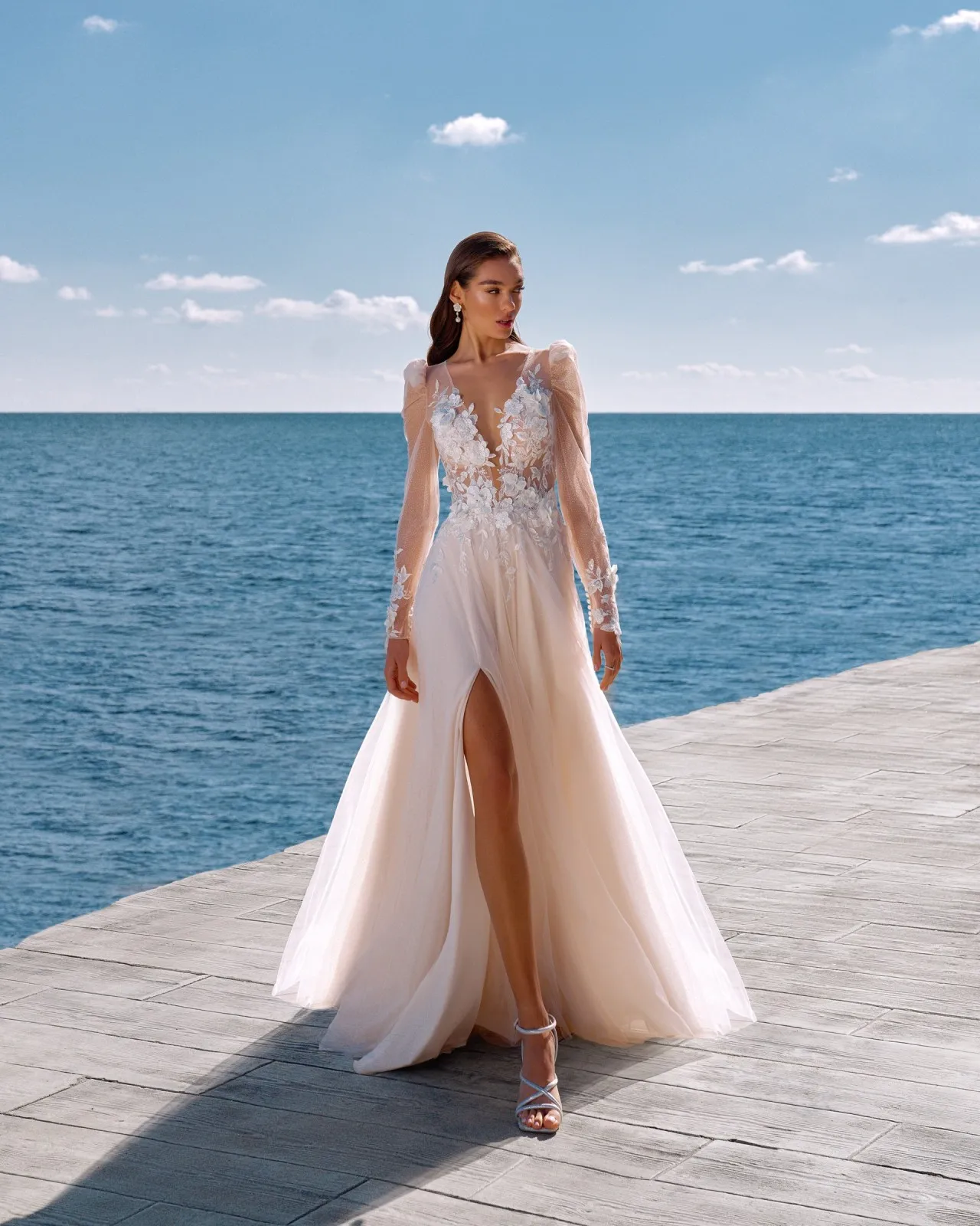 Robe de Mariée Trapèze Manches Longues