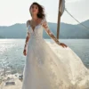 Robe de Mariée avec Manches Longues en Dentelle