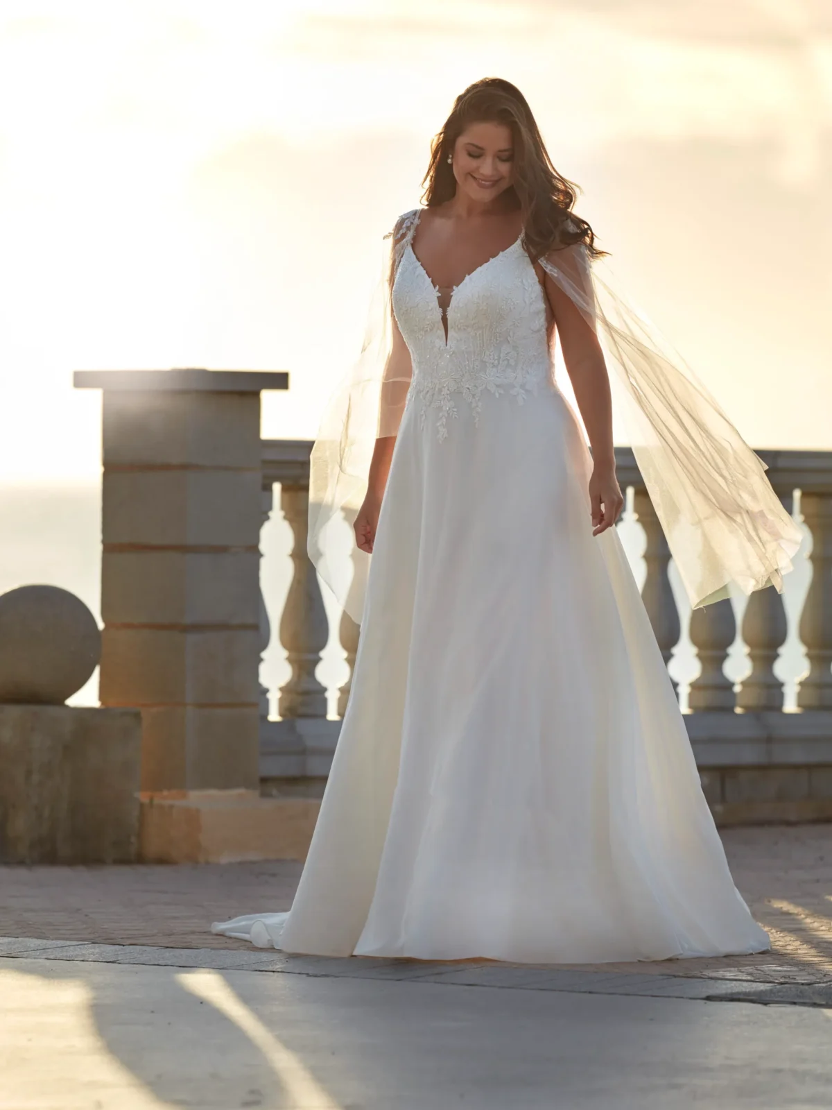 Robe de Mariée A-line en Dentelle Fleurie