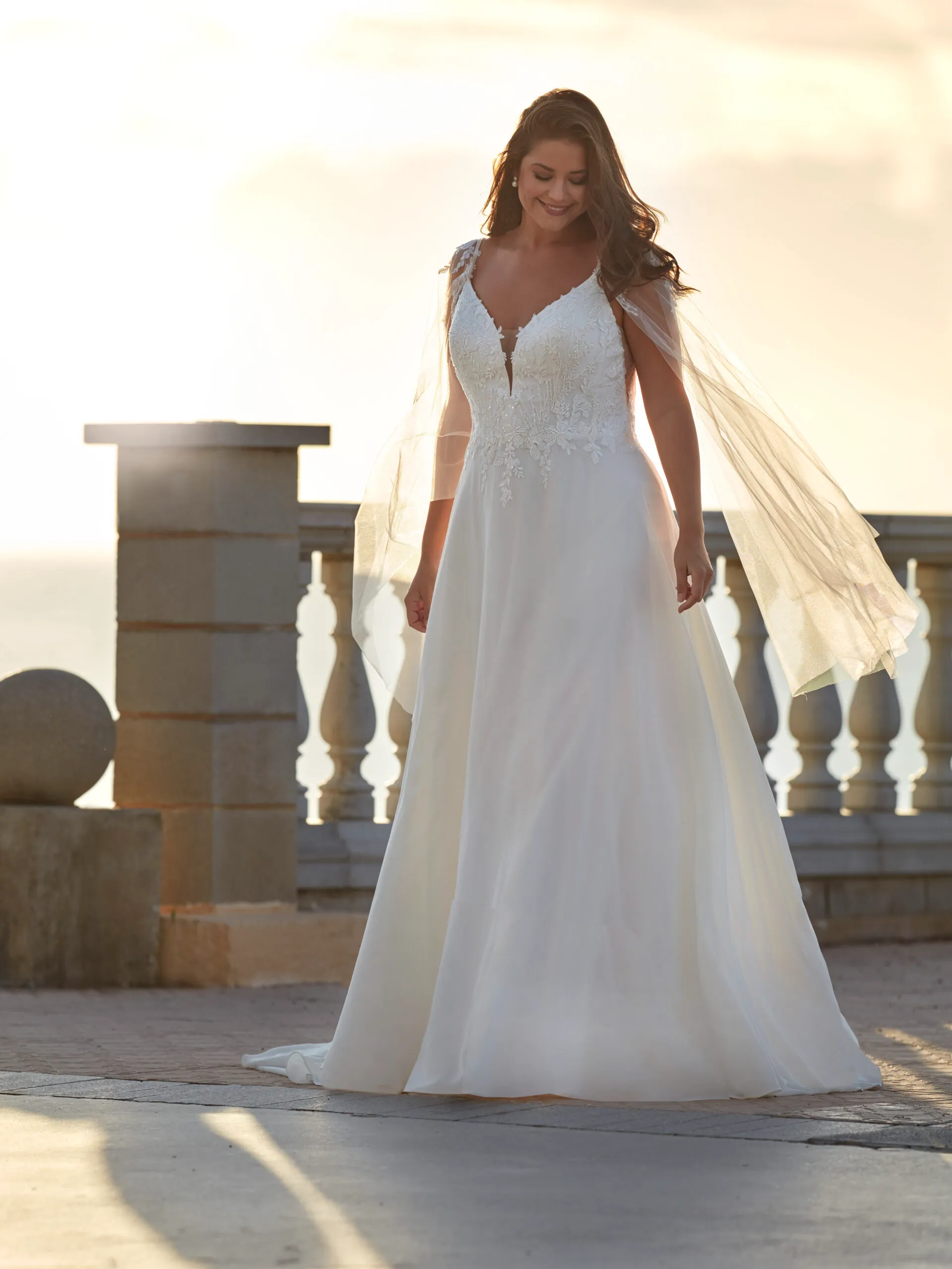Robe de Mariée A-line en Dentelle Fleurie