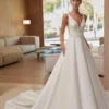 Robe de Mariée A-line en Tissu avec Dentelle