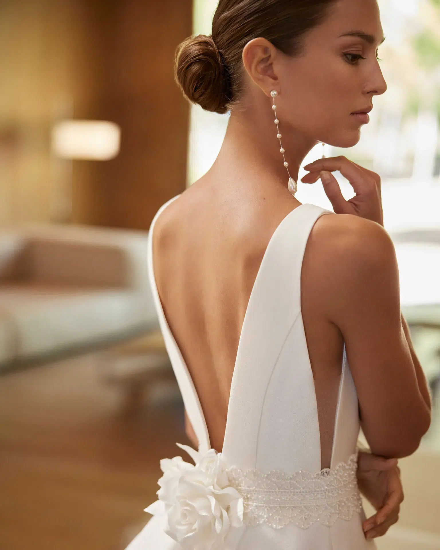Robe de Mariée A-line en Tissu avec Dentelle – Image 4