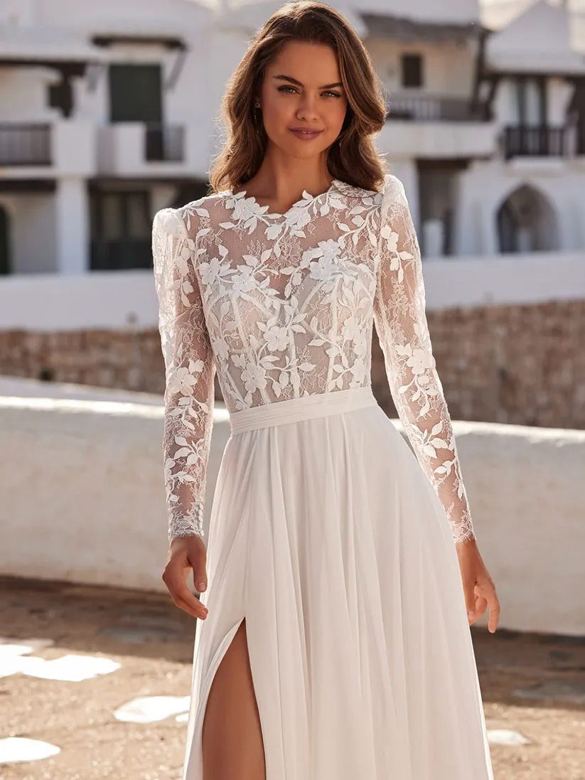 Alternative view of Robe de Mariée Dentelle à Motifs Floraux