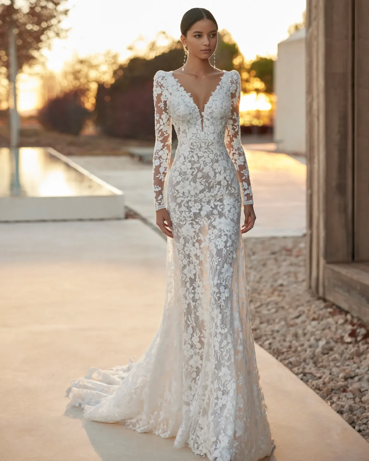 Robe de Mariée Droite en Dentelle