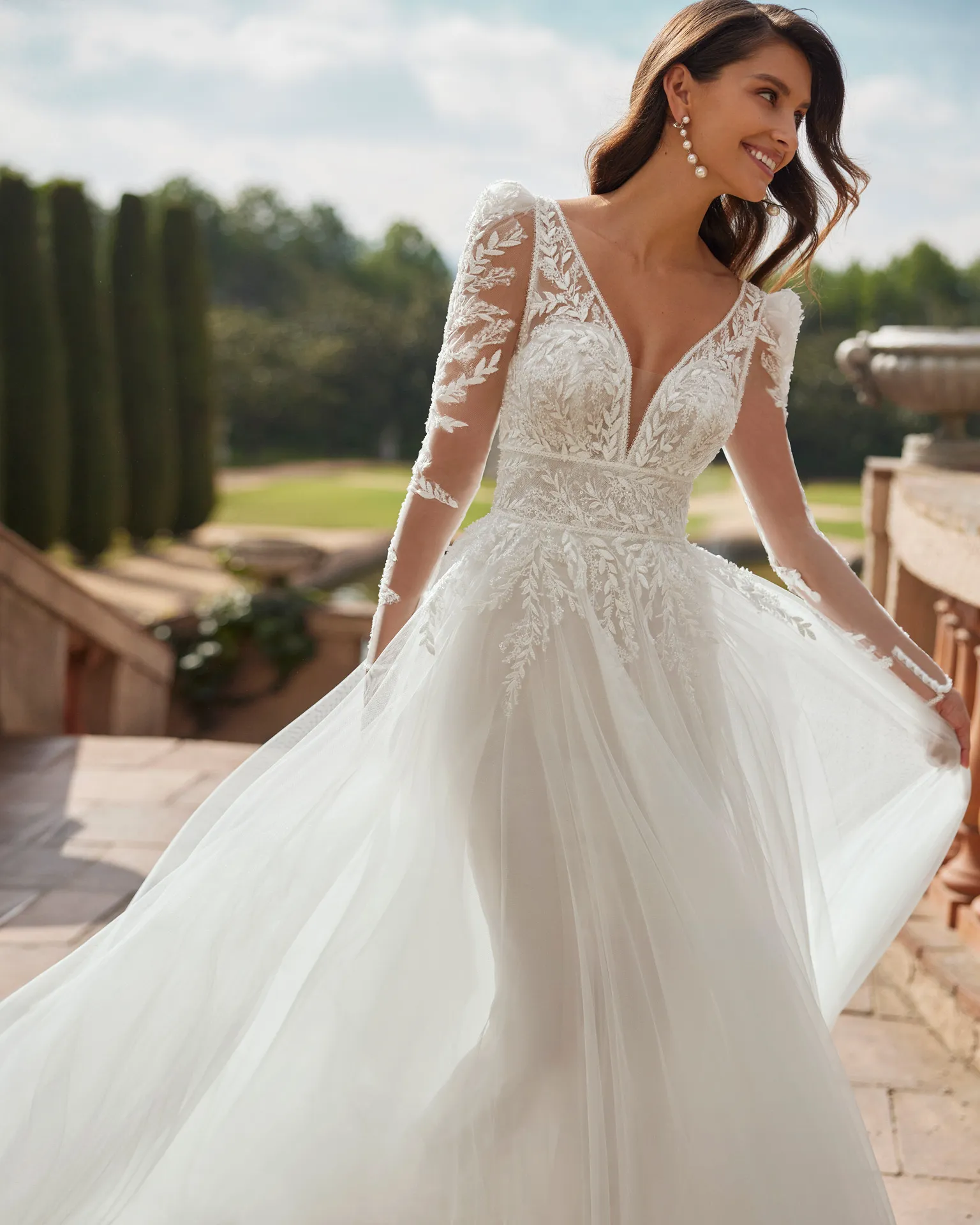 Robe de Mariée Fourreau A-line en Tulle – Image 3