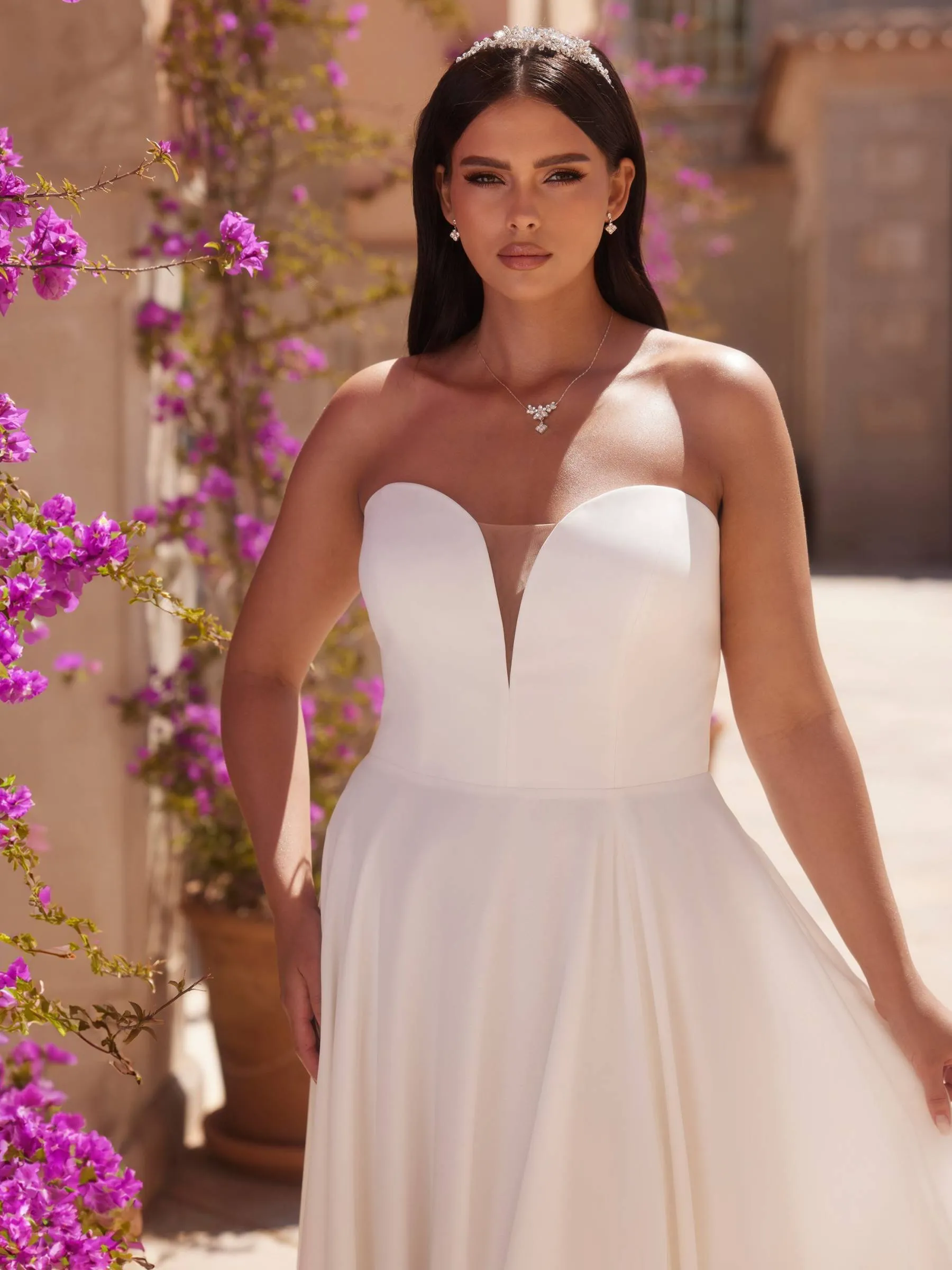 Robe de Mariée Grande Taille Bustier avec Fente – Image 2