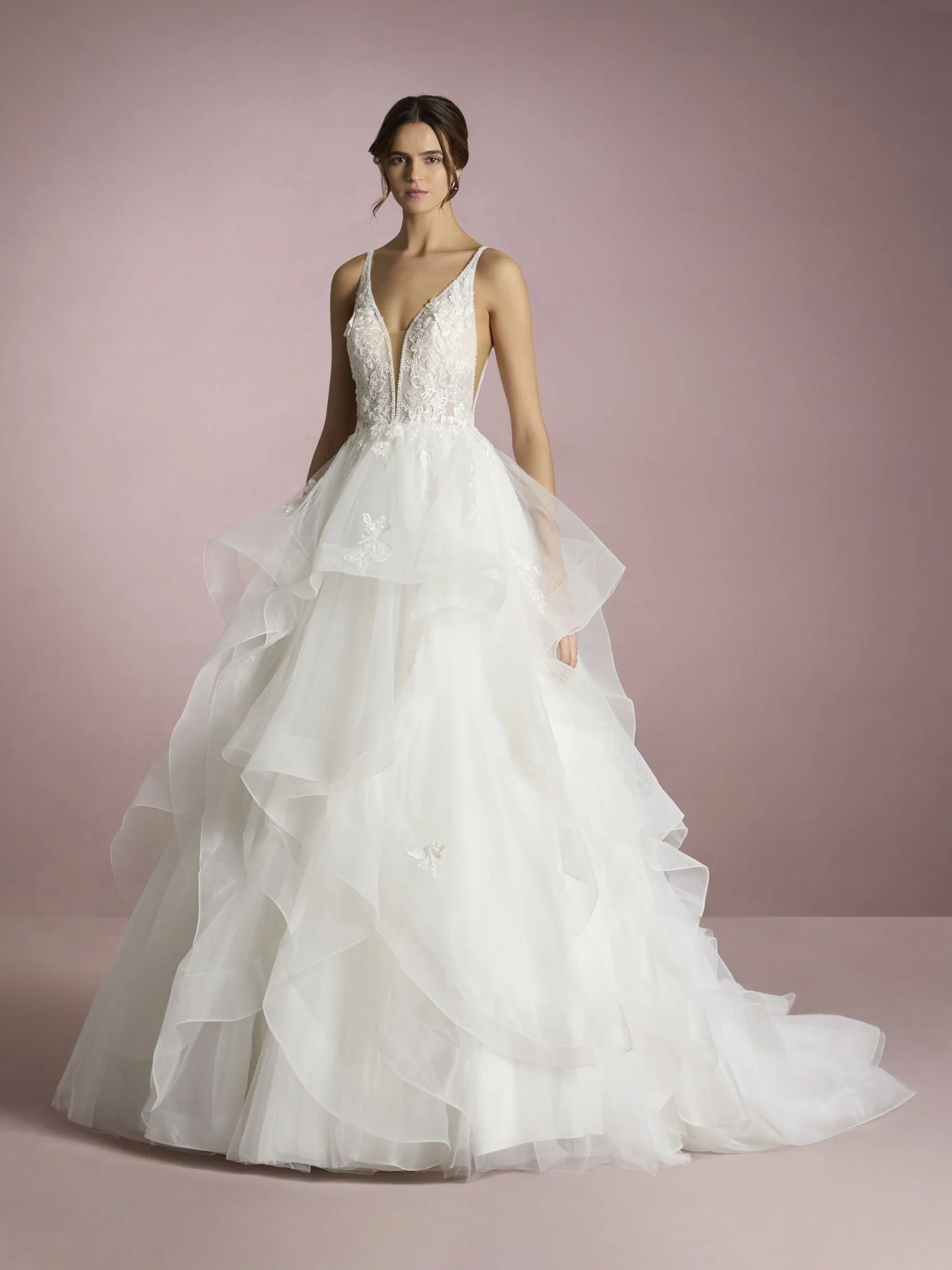 Robe de Mariée Princesse avec Décolleté en V