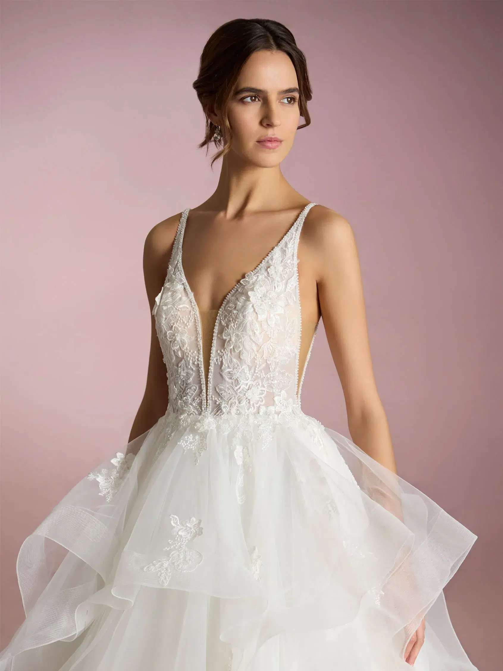 Robe de Mariée Princesse avec Décolleté en V – Image 3