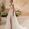 Robe de Mariée Princesse avec Jupe en Tulle Fendue