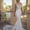 Robe de Mariée Sirène avec Haut en Dentelle Recouvert de Perles
