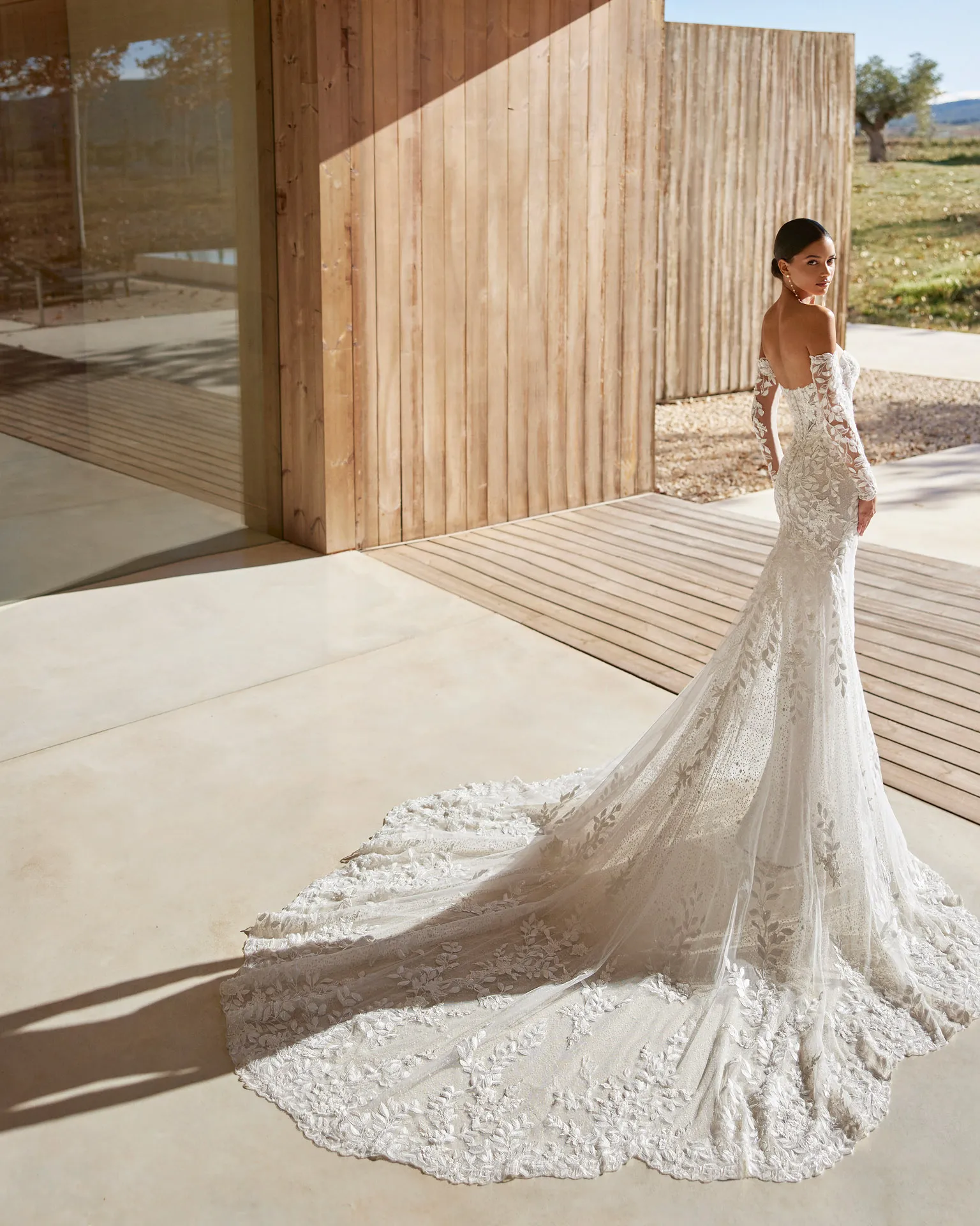 Robe de Mariée Sirène en Dentelle et Pierreries – Image 2