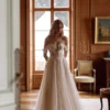 Robe de Mariée Trapèze Champêtre Chic avec des Dentelles Florales