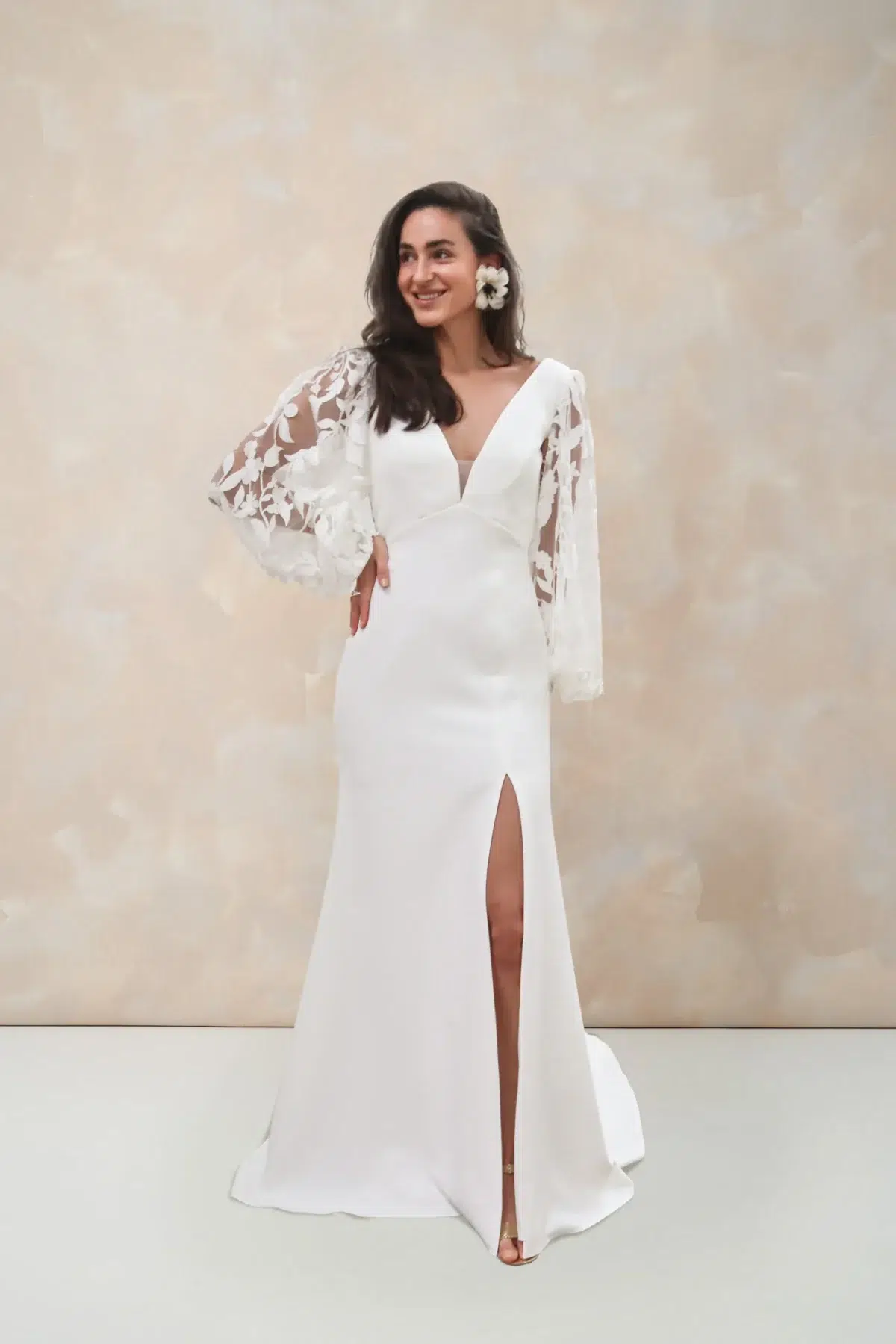 Robe de Mariée avec Manches Bouffantes