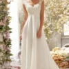 Robe de Mariée avec col V en Dentelle