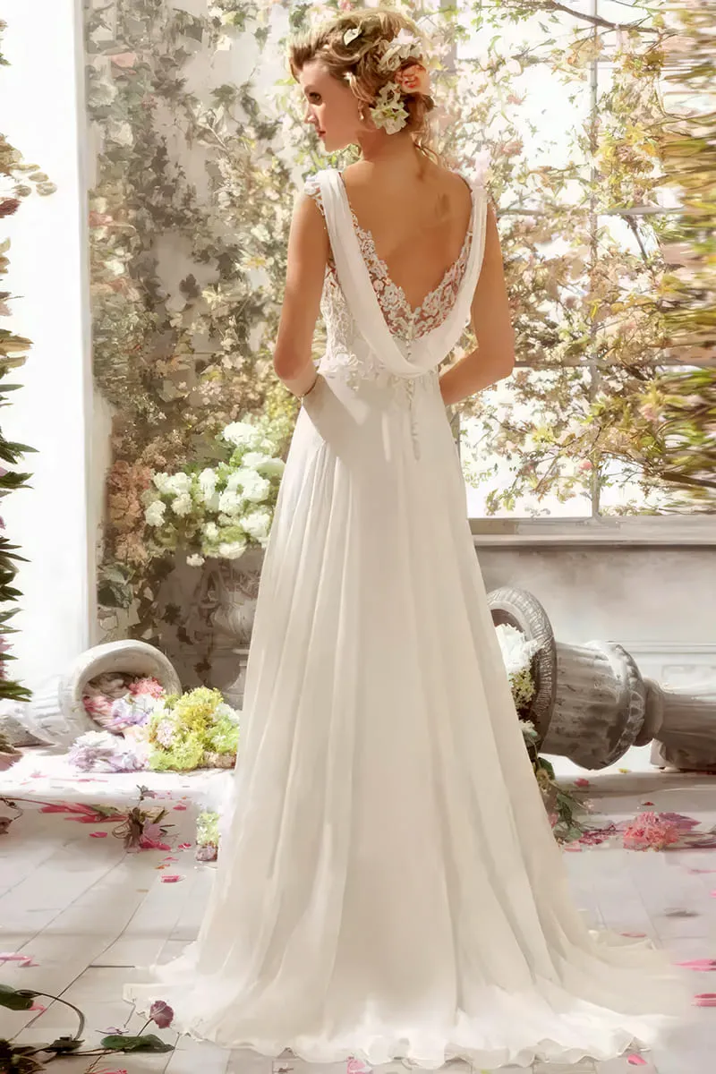 Robe de Mariée avec col V en Dentelle – Image 2