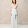 Robe de Mariée en Crêpe et Dentelle Florale