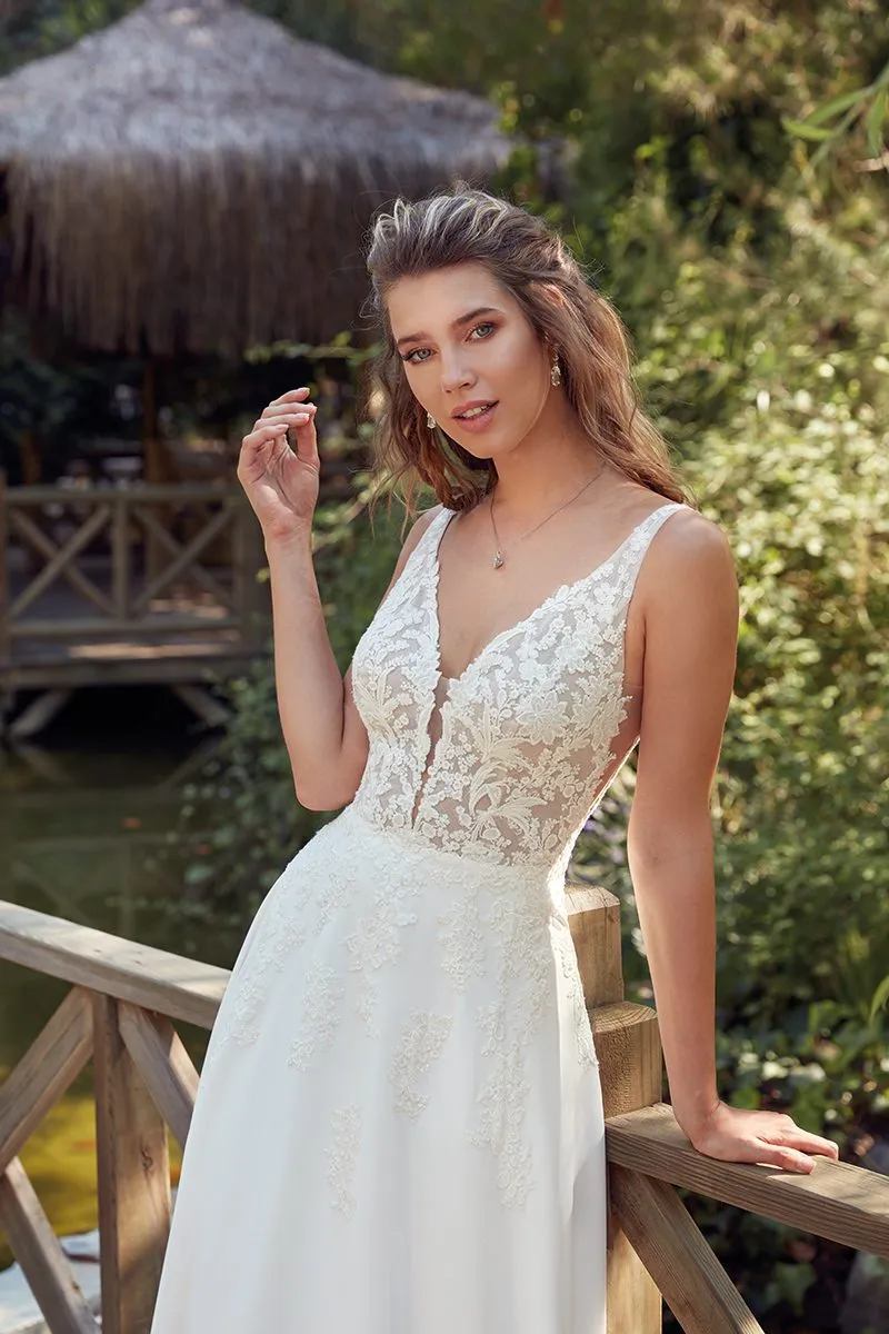 Robe de Mariée trapèze avec Dentelle à sequins – Image 3