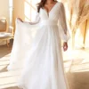 Robe de mariée Civile avec jupe fluide en mousseline