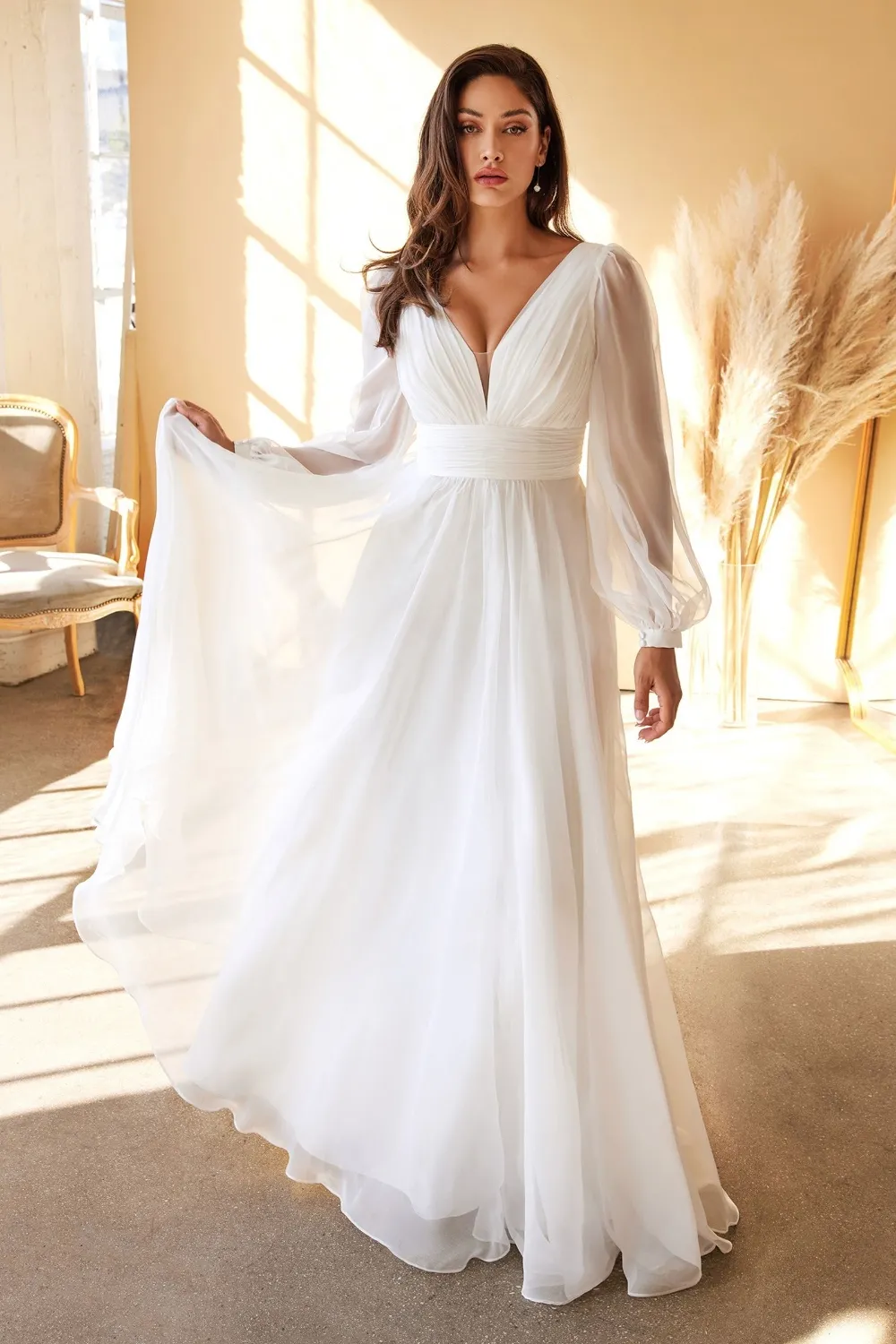 Robe de mariée Civile avec jupe fluide en mousseline