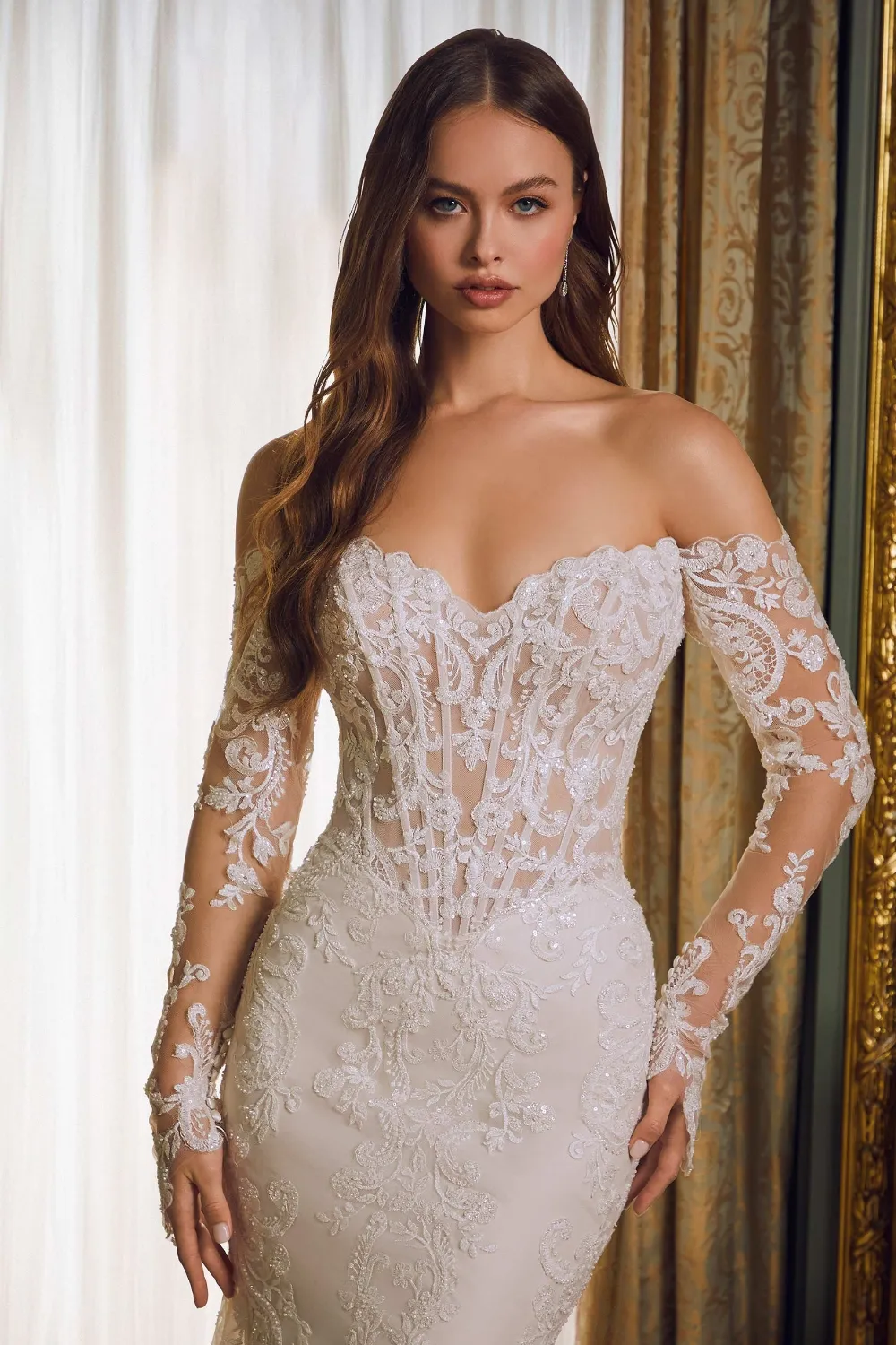 Robe de mariée Princesse en dentelle givrée – Image 3