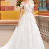 Robe de mariée avec jupe ample en tulle pailleté