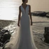 Robe de mariée en dentelle avec dos nu