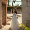 Robe de mariée princesse en tulle et dentelle 3D