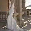 Robe de mariée sirène avec décolleté en V
